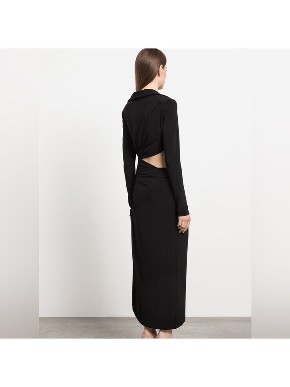 Off-White Asymmetrical Cut Out Draped Midi Dress in Black Size Large - Picture 6 of 16